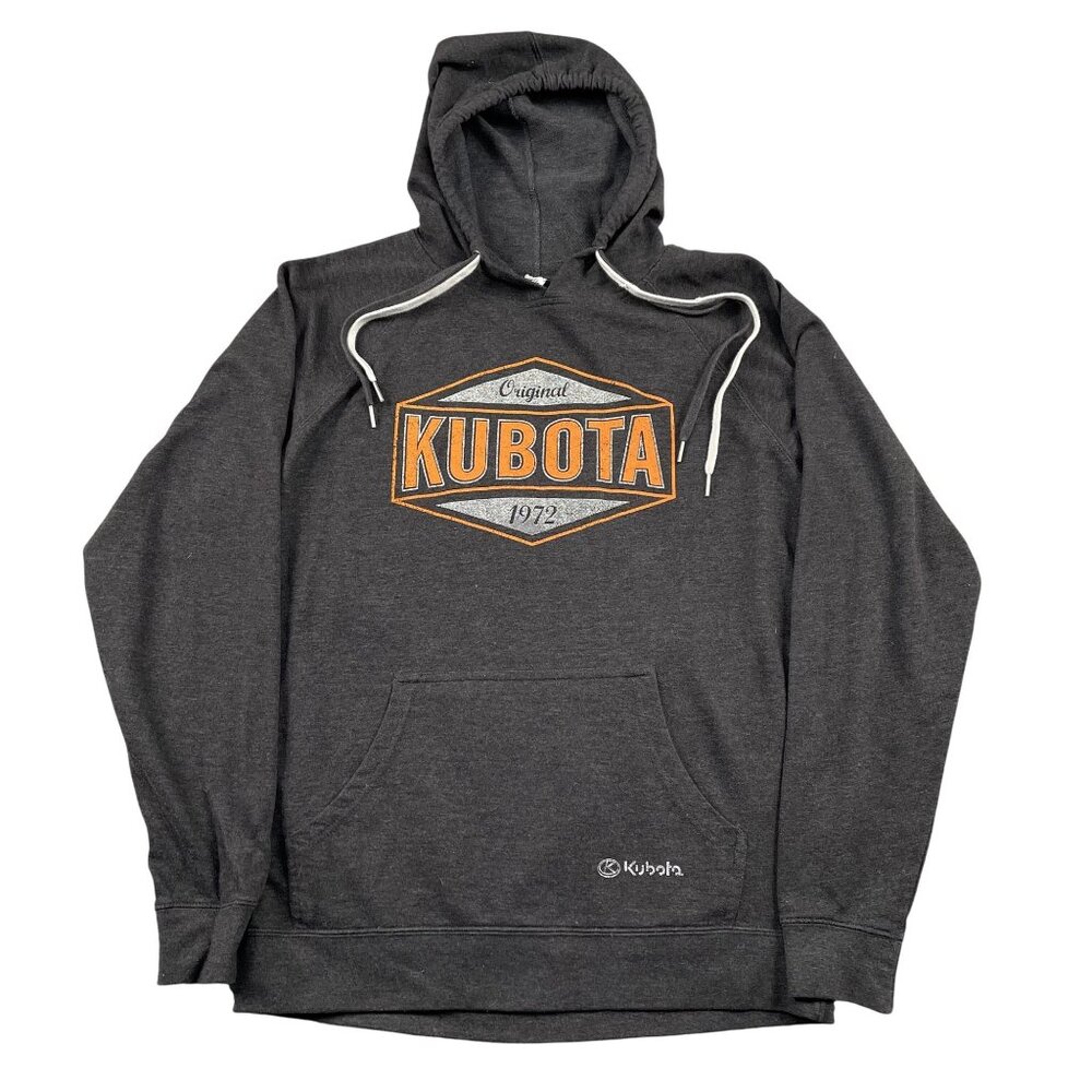 Kubota Hoodie Mens L Grey Workwear Pullover w/ Drawstring